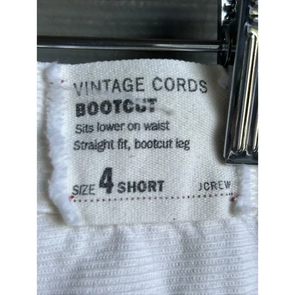 Vintage J Crew Corduroy Pants Womens 4 Short Bootcut Ivory Flare Preppy Cotton - Picture 5 of 8